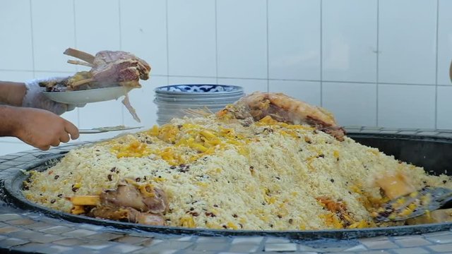 National food in Uzbekistan. Traditional plov from Tashkent