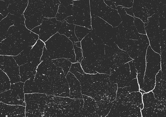 Obraz na płótnie Canvas Distress old cracked concrete texture, vector illustration. Black and white grunge background. Stone, asphalt, plaster, marble.