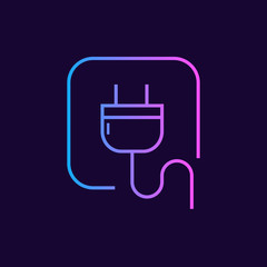 Electric plug vector icon on dark background