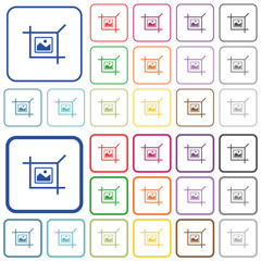 Crop picture outlined flat color icons