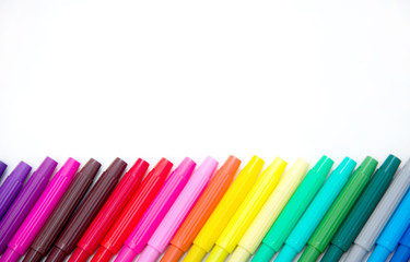 Colorful markers on white background. Colorful marker on isolated background. Bright marker and empty space for your design or installation