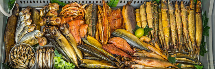 smoked fish in market