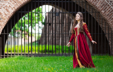 Obraz na płótnie Canvas Woman in a red Renaissance dress