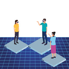 Fototapeta premium virtual reality technology experience cartoon
