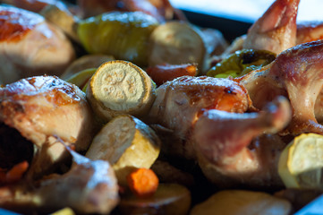 baked chicken with zucchini, pepper and other vegetables