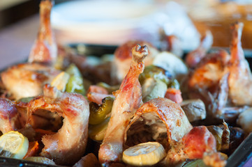 baked chicken with zucchini, pepper and other vegetables