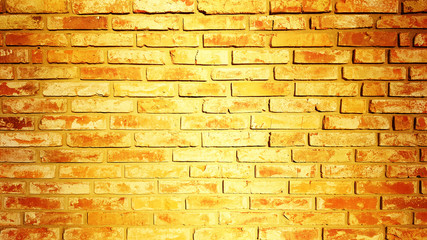 Vintage brick wall texture background yellow color