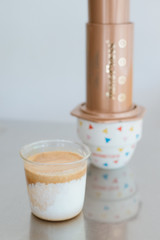 Special coffee with aeropress background