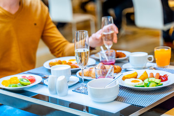 Breakfast Buffet Concept, Breakfast Time in Luxury Hotel, Brunch with Family in Restaurant - Image