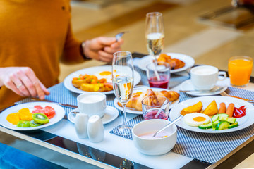 Breakfast Buffet Concept, Breakfast Time in Luxury Hotel, Brunch with Family in Restaurant - Image