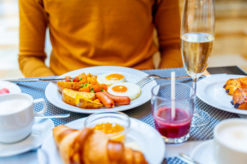 Breakfast Buffet Concept, Breakfast Time in Luxury Hotel, Brunch with Family in Restaurant - Image