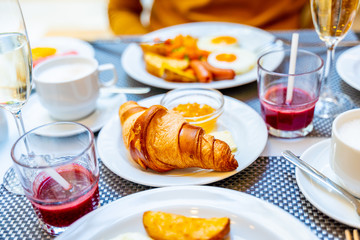 Breakfast Buffet Concept, Breakfast Time in Luxury Hotel, Brunch with Family in Restaurant - Image