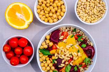 Vegetarian Bulgur Wheat and Quinoa Lunch Bowl