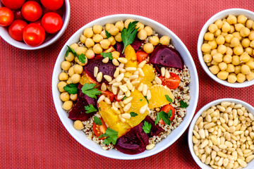 Vegetarian Bulgur Wheat and Quinoa Lunch Bowl