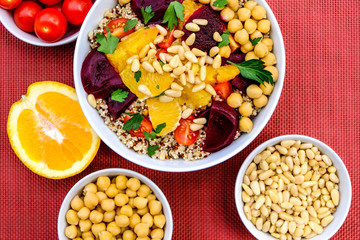 Vegetarian Bulgur Wheat and Quinoa Lunch Bowl
