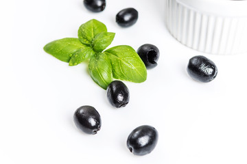 Black olives on white