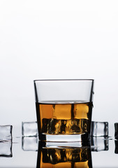 Whisky, whiskey or bourbon with ice