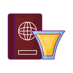 passport id document with juice glass