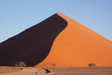 Sun and shadow shot of dune 45 in Namibia