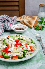 Fresh vegetable salad with cottage cheese