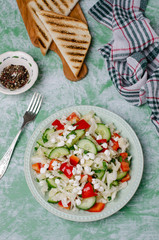 Fresh vegetable salad with cottage cheese