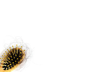 Hair loss, hair loss every day, serious problems and hair loss on a white background.