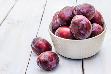 Fresh organic ripe plums