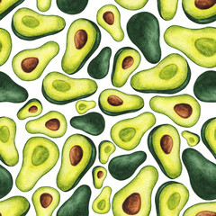 pattern of watercolor avocado 1