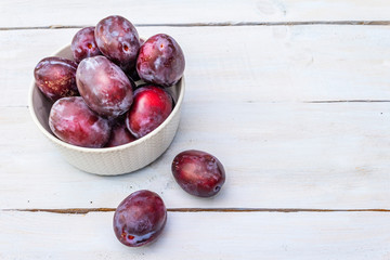 Fresh organic ripe plums