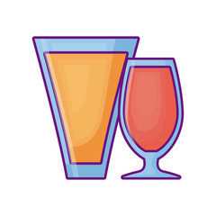 set of fresh and delicious juices glass