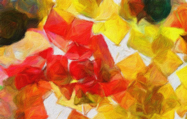 Fototapeta premium Trendy texture background with colorful paper stripes can use like modern design. Oil painting style. Good for wallpapers, posters, cards, invitations, websites.