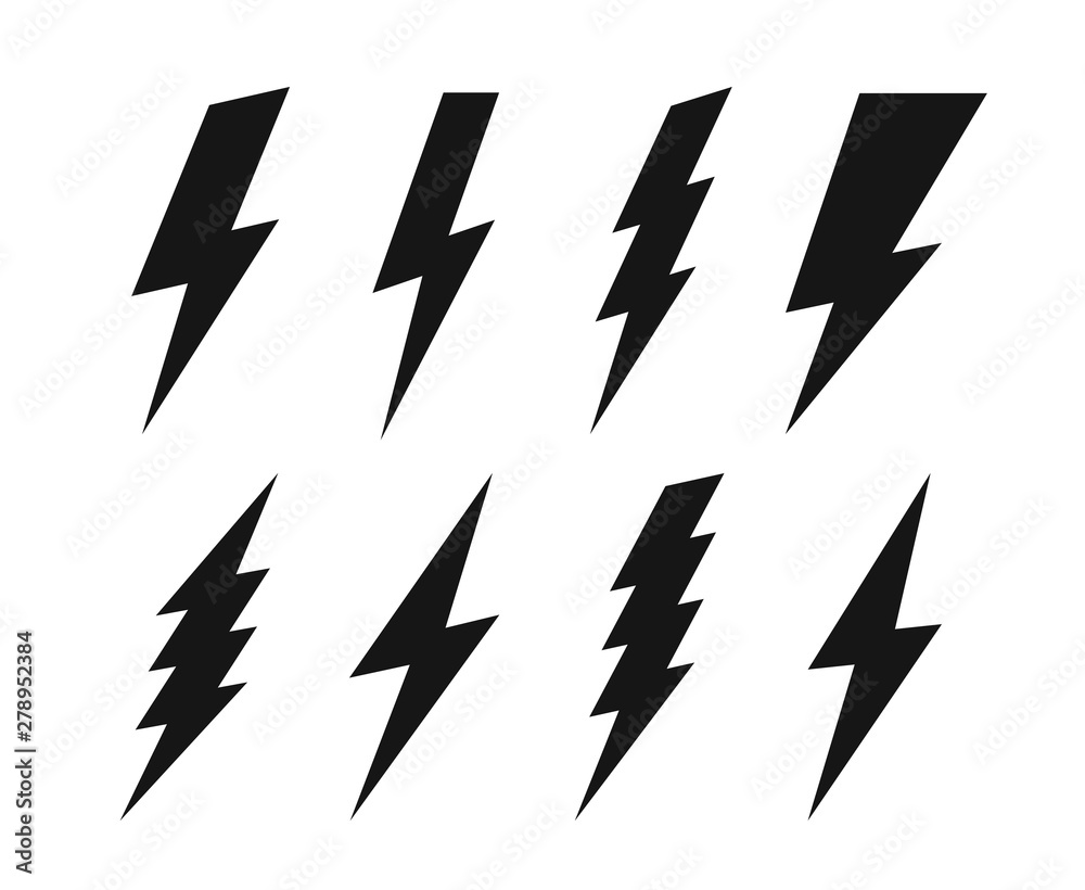 Poster vector set lightning bolt. thunderbolt, lightning strike sign.
