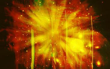 Obraz premium Dark Gold Color sparkle rays with beams abstract elegant background. Dust sparks background.