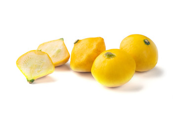 Fototapeta na wymiar Baby Yellow Squash Group isolated on white