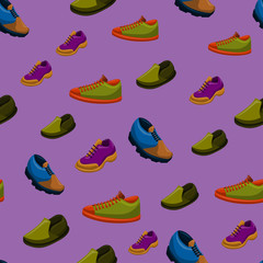 Shoes Flat Color Background Seamless Pattern