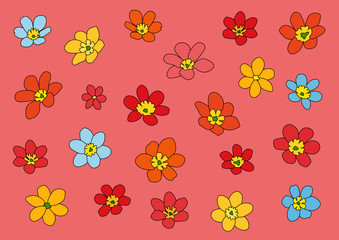 Flower Colorful on Pink background illustration vector