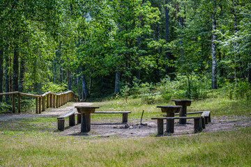 wooden fance in countryside nature trail