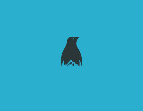 reative Abstract logo icon penguin and mountains winter