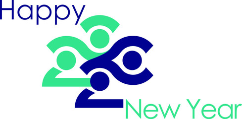 Happy New Year 2020. Frohes neues Jahr 2020. Logo Design Text for your seasonal holidays flyers, greetings and invitations cards and christmas themed congratulations and banners. Vector illustration. 