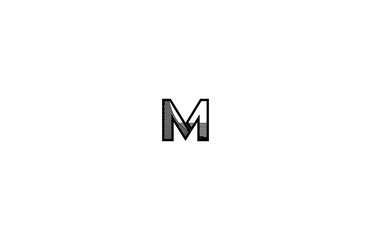 Initial M Letter Modern Stripes Futuristic Monogram Style Logotype