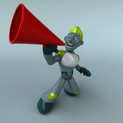 Fun green robot - 3D Illustration