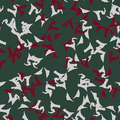 Ufo camouflage of various shades of green, red and white colors