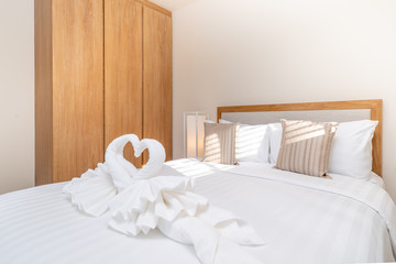 Interior design in bedroom of pool villa