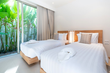 Interior design in bedroom of the house