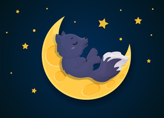 Obraz na płótnie Canvas Werewolf cartoon that transforms into a fox on the full moon night.