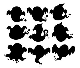 The shadow of many ghosts floating on Halloween.