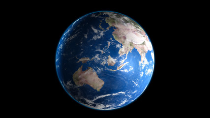 Earth blue planet isolated on black background. 3D Rendering