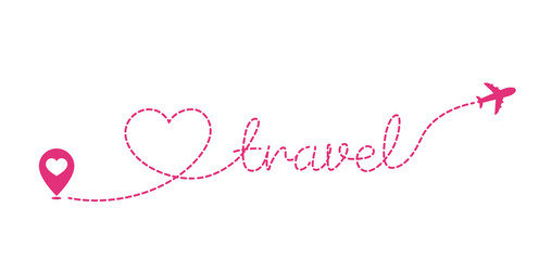 Love traveling The plane passes the heart line with the travel message on Valentine's Day.