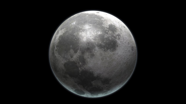 Realistic Moon in the outer space. High detailed texture. 3D Render