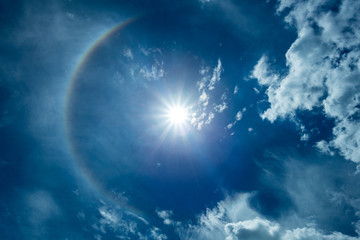 Fantastic beautiful Natural phenomenon Sun halo with cloud in the sky